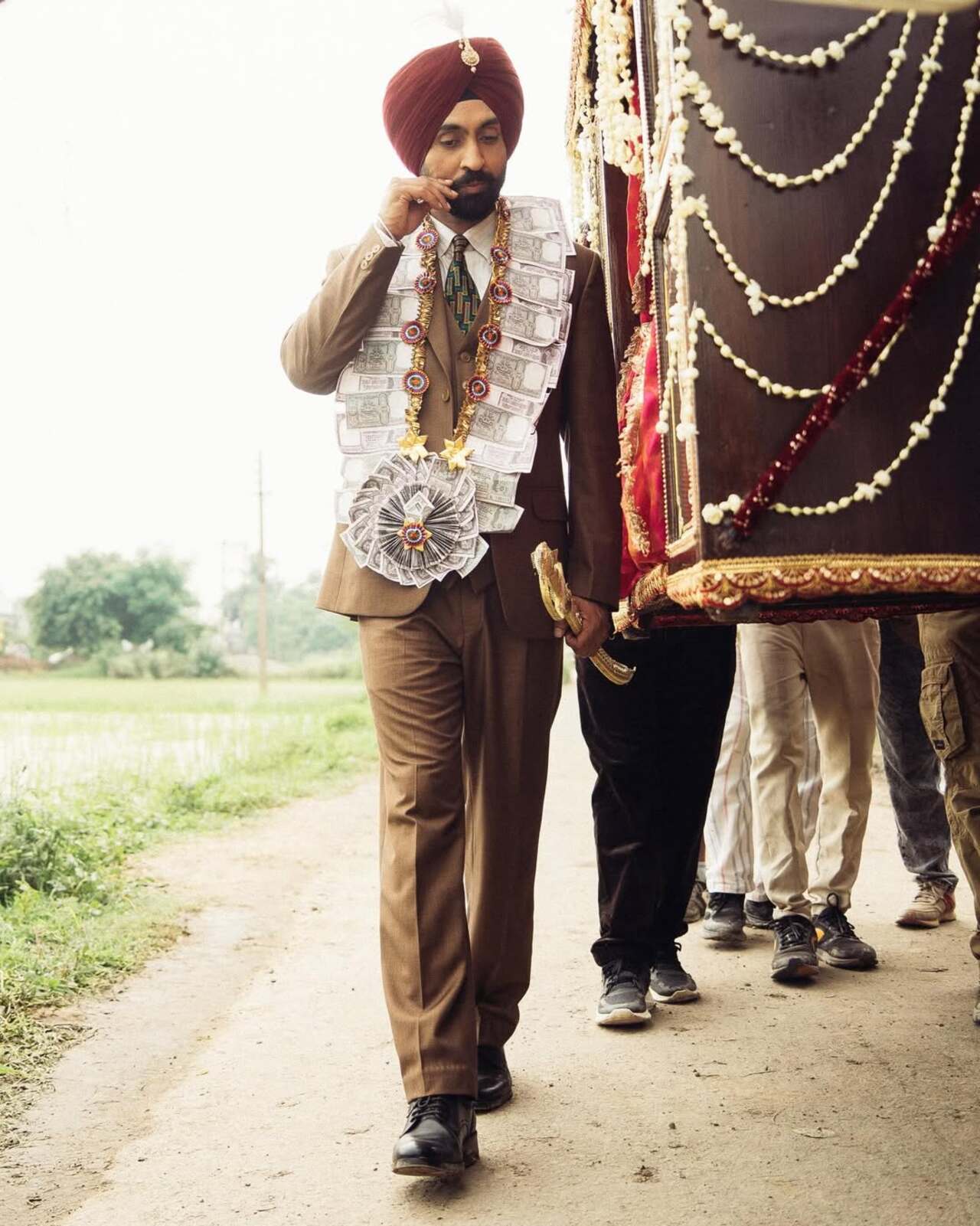 The song captures Diljit Dosanjh's character's wedding in a village in Punjab